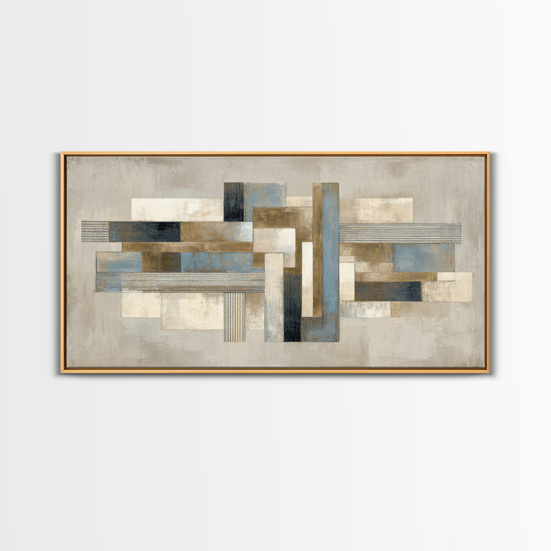 Geometric Labyrinth Pattern Framed Canvas Print, Office Art, Home Decor, Office Decor, Abstract Art, Focus, Art Deco, OFF-2x1-86