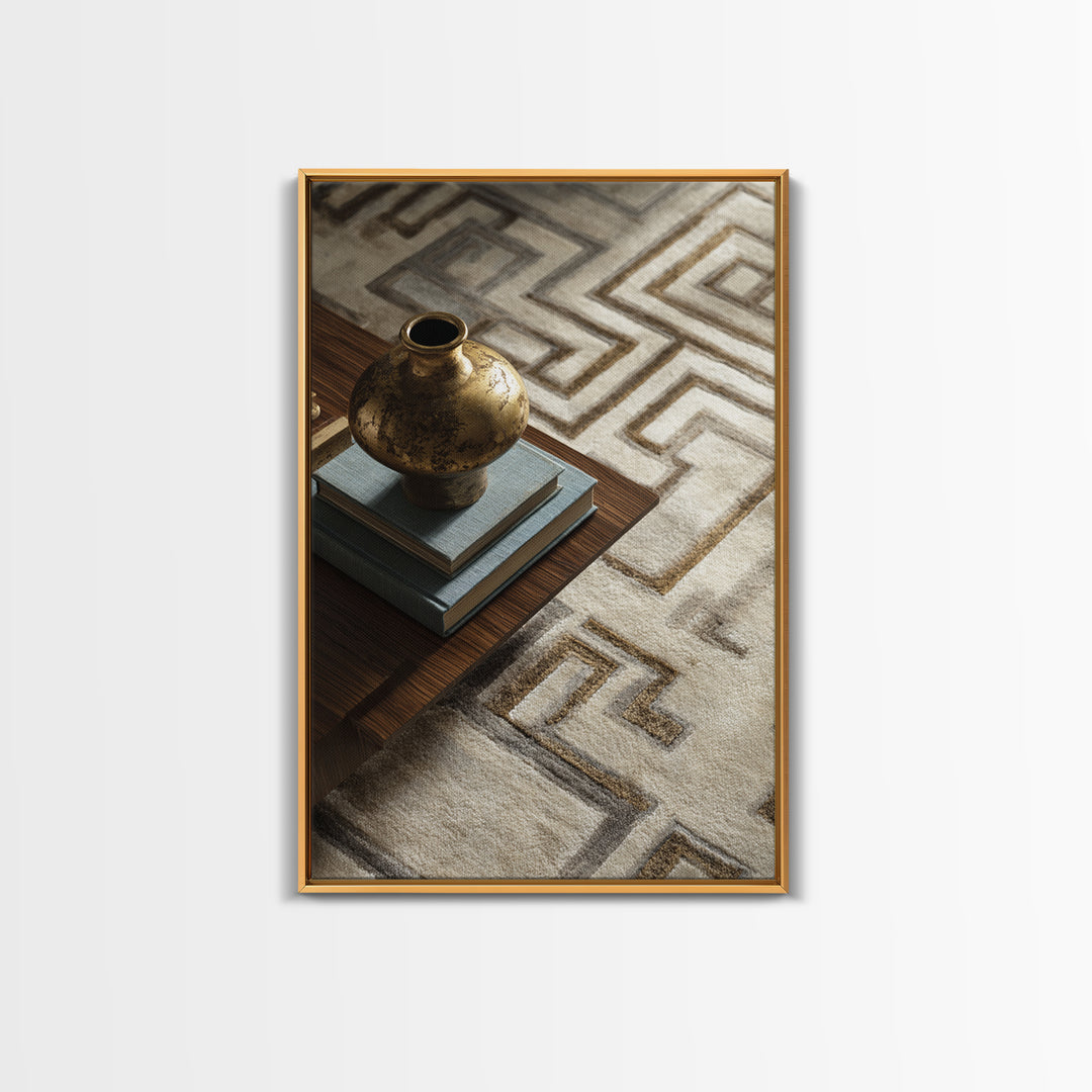 Geometric Labyrinth Pattern Framed Canvas Print, Office Art, Boho Decor, Office Decor, Focus, Digital Art, Pet Portrait, OFF-2x3-2