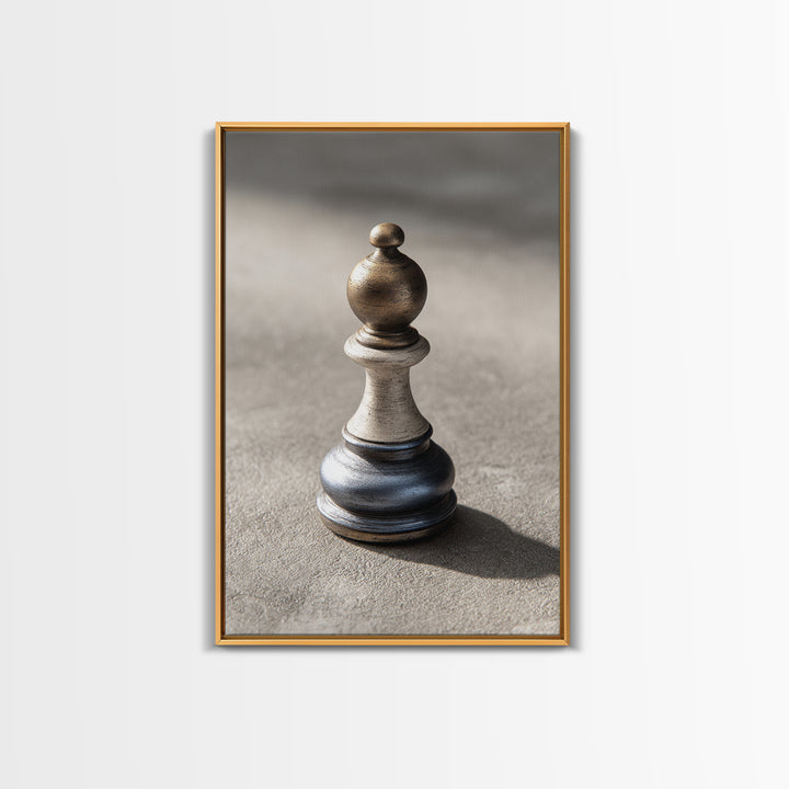 Minimal Chess Piece Still Life Framed Canvas Print, Office Art, Contemporary Art, Office Decor, Oil Painting, Focus, OFF-2x3-21