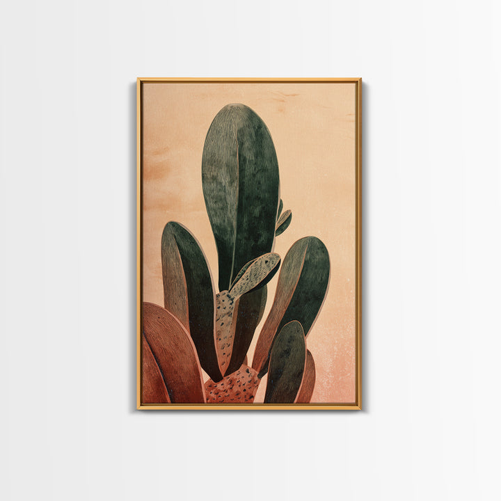 Desk Plant Botanical Closeup Framed Canvas Print, Office Art, Office Wall Art, Office Decor, Watercolor Art, Focus, OFF-2x3-24