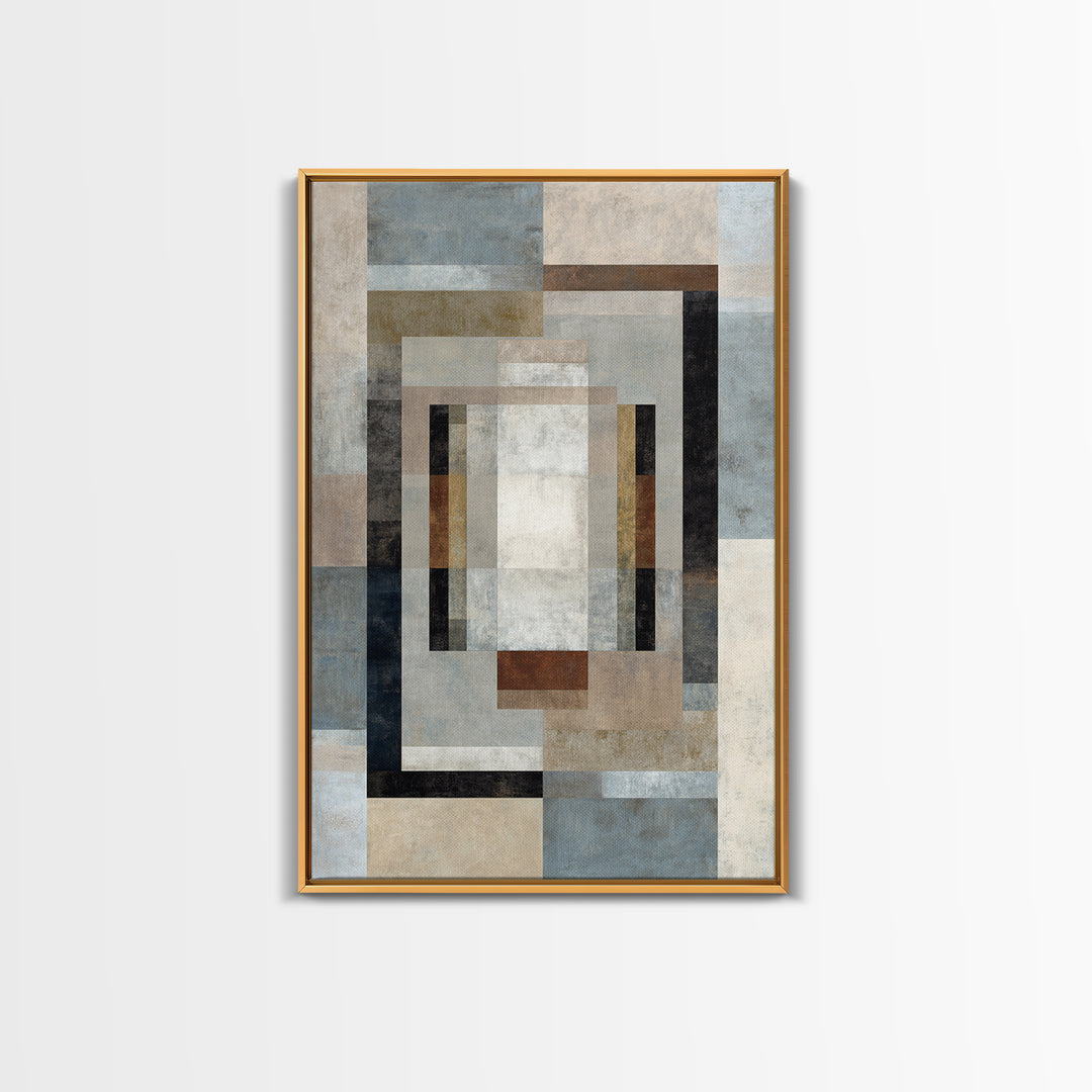 Geometric Labyrinth Pattern Framed Canvas Print, Office Art, Boho Decor, Office Decor, Focus, Digital Art, Pet Portrait, OFF-2x3-26