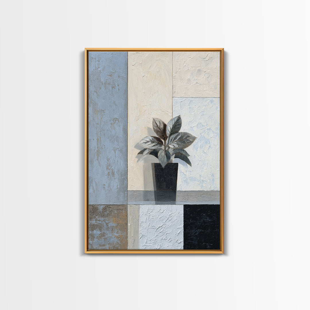 Desk Plant Botanical Closeup Framed Canvas Print, Office Art, Boho Decor, Office Decor, Fine Art, Focus, Digital Art, OFF-2x3-48