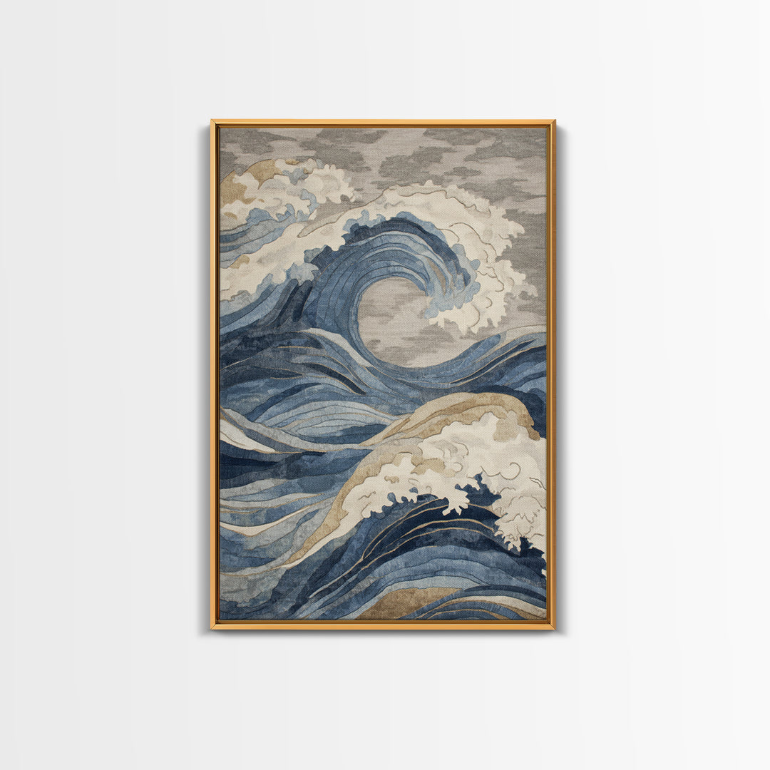 Blue Abstract Wave Pattern for Focus Canvas Print, Office Art, Pet Portrait, Office Decor, Abstract Art, Focus, Digital Print, OFF-2x3-49