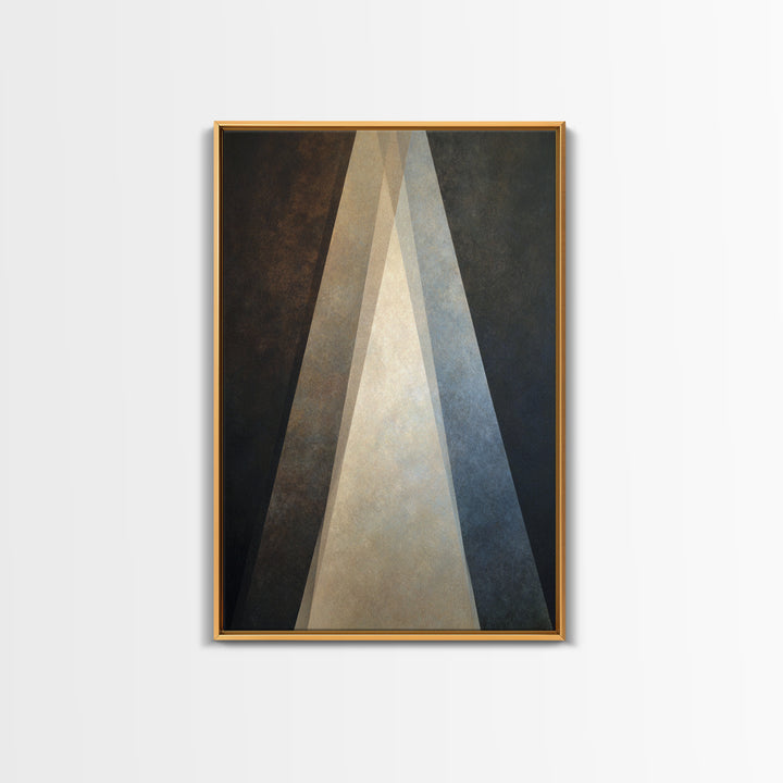 Abstract Light Beam Through Dark Shapes Framed Canvas Print, Office Art, Textured Painting, Office Decor, Fine Art, Focus, OFF-2x3-55