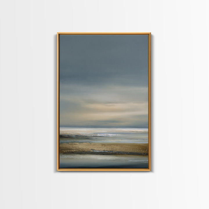 Dignified Neutral Landscape Framed Canvas Print, Office Art, Abstract Art, Office Decor, Oil Painting, Focus, OFF-2x3-87