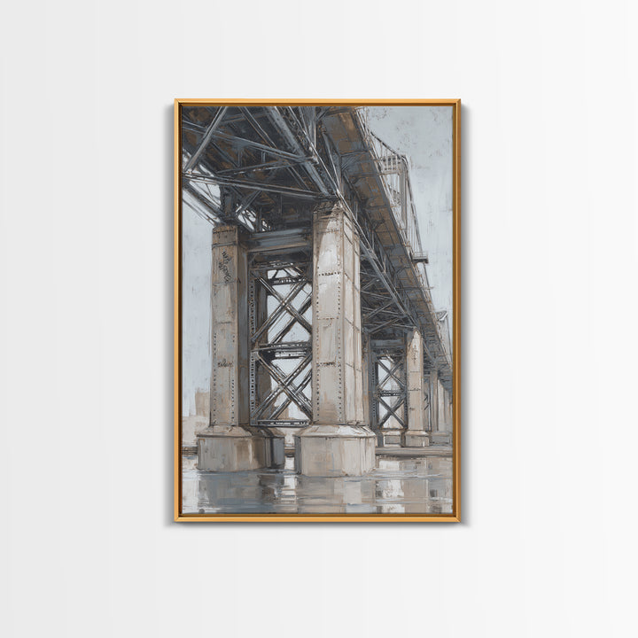 Monochrome Bridge Structure Framed Canvas Print, Office Art, Printable, Office Decor, Fine Art, Focus, Printable Art, OFF-2x3-90