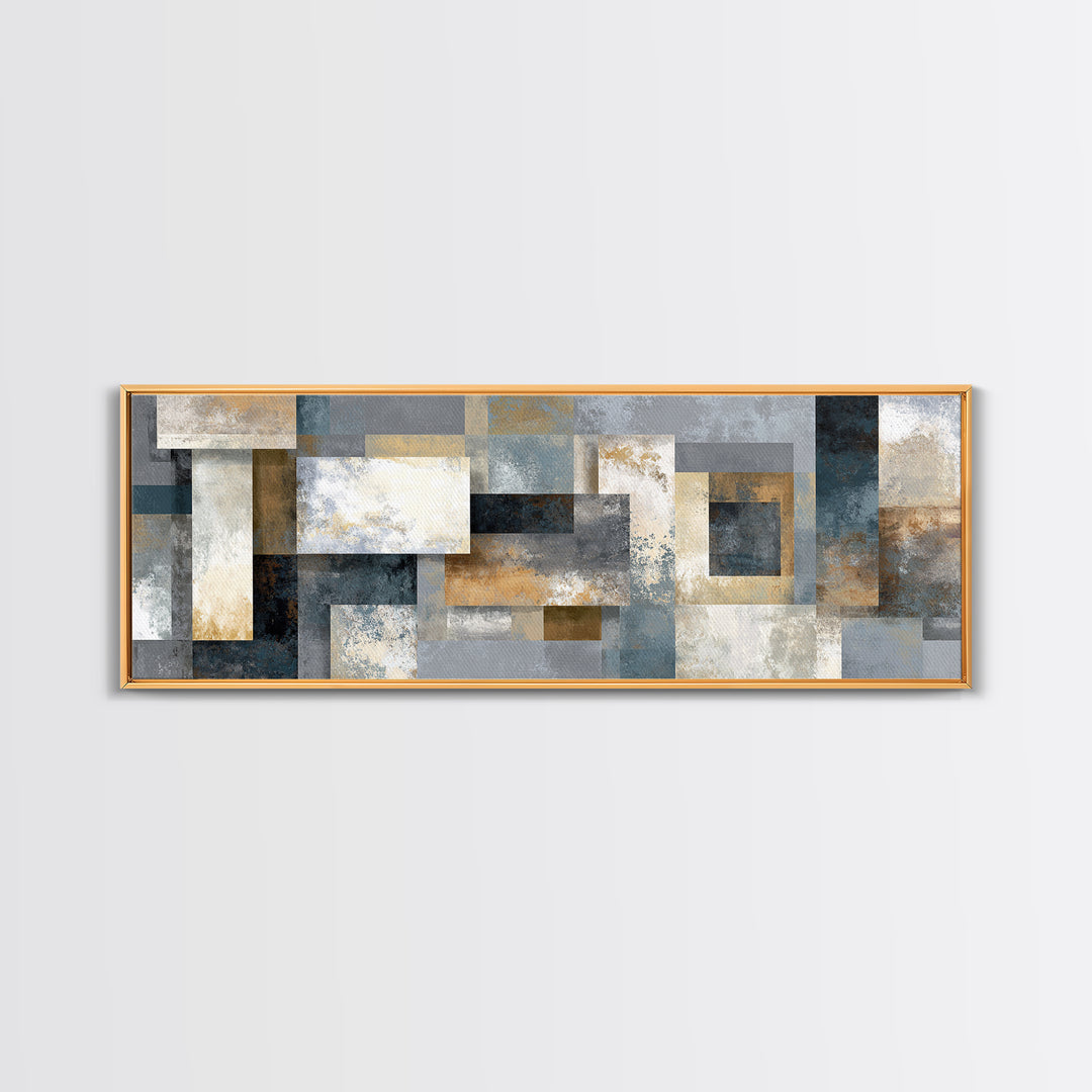 Geometric Labyrinth Pattern Framed Canvas Print, Office Art, Home Decor, Office Decor, Abstract Art, Focus, Art Deco, OFF-3x1-10