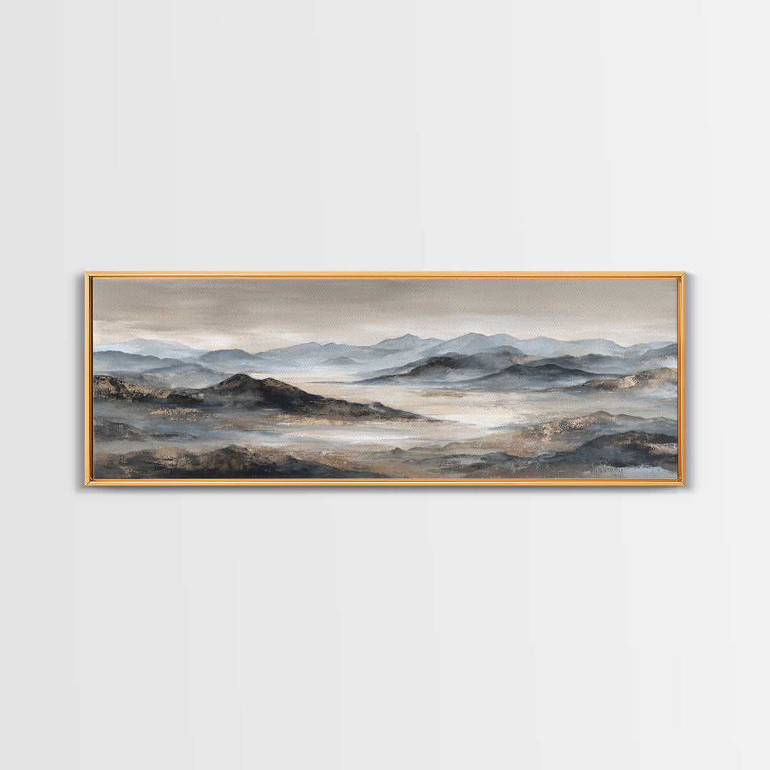 Minimal Mountain Sunrise for Focus Framed Canvas Print, Office Art, Printables, Office Decor, Focus, Living Room Decor, OFF-3x1-18