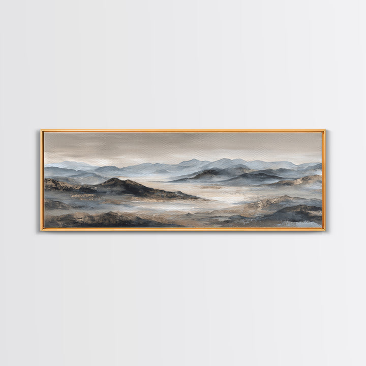 Minimal Mountain Sunrise for Focus Framed Canvas Print, Office Art, Printables, Office Decor, Focus, Living Room Decor, OFF-3x1-18