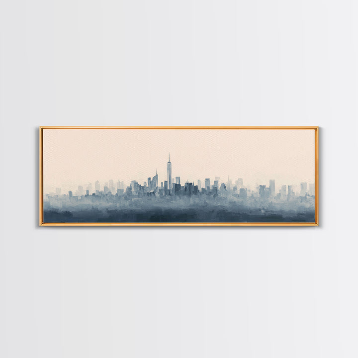 Black and White City Skyline Silhouette Canvas Print, Office Art, Office Decor, Abstract Art, Focus, Gallery Decor, OFF-3x1-21