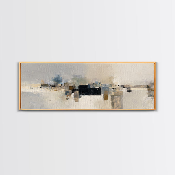 Dignified Neutral Landscape Framed Canvas Print, Office Art, Boho Decor, Office Decor, Focus, Digital Art, Pet Portrait, OFF-3x1-23