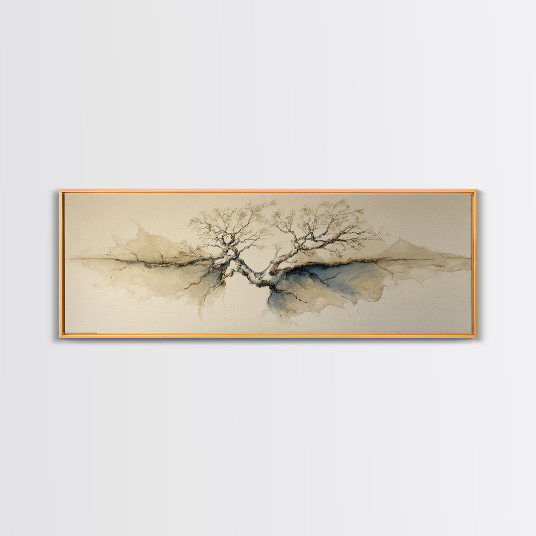 Ink Wash Tree Symbolizing Stability Canvas Print, Office Art, Wall Art, Office Decor, Fine Art, Focus, Boho, Art Deco, OFF-3x1-30