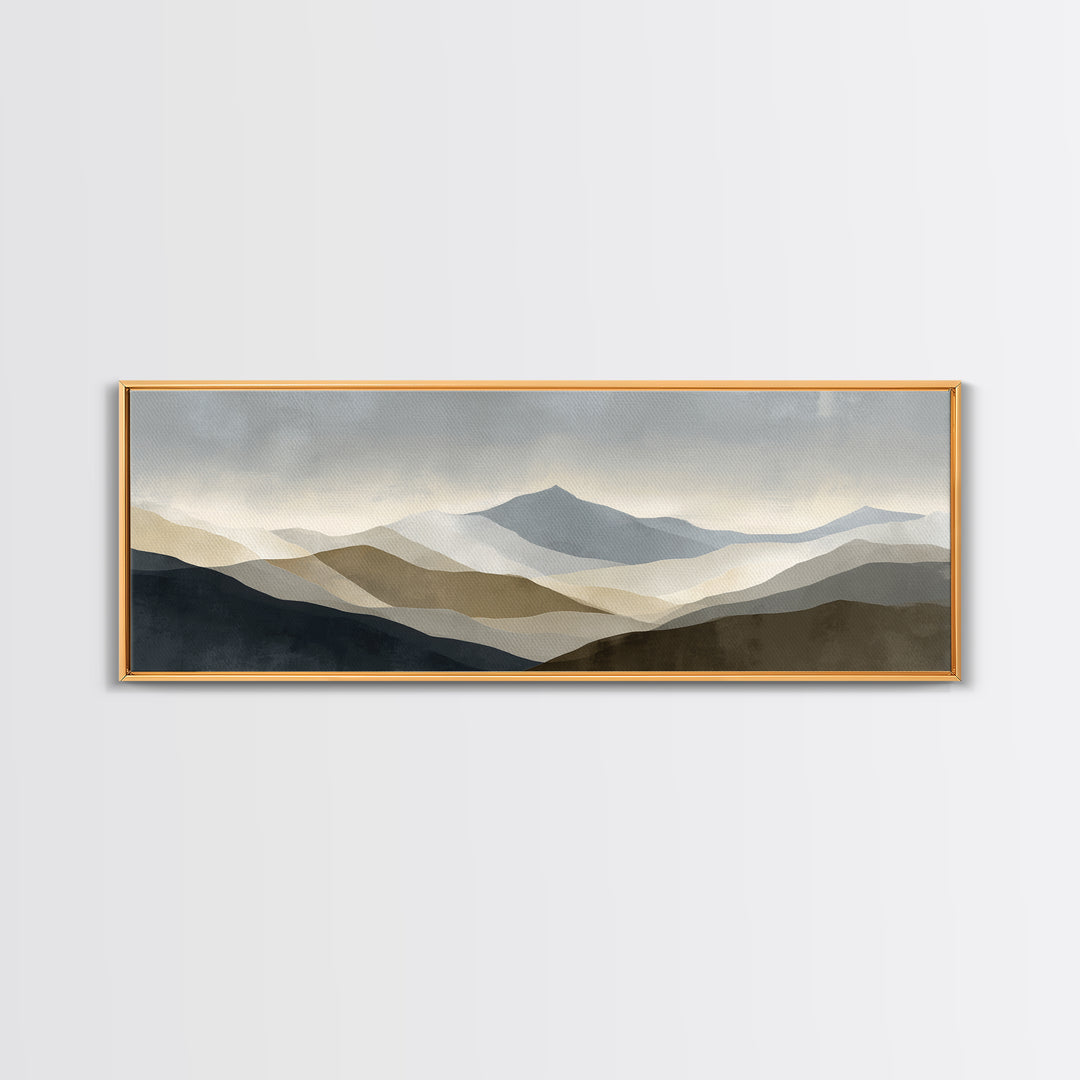 Minimal Mountain Sunrise for Focus Canvas Print, Office Art, Canvas Wall Art, Office Decor, Fine Art, Focus, Bedroom Wall Art, OFF-3x1-42