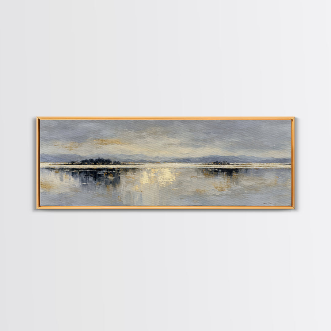 Dignified Neutral Landscape Framed Canvas Print, Office Art, Wall Decor, Office Decor, Fine Art, Focus, Abstract Art, OFF-3x1-47
