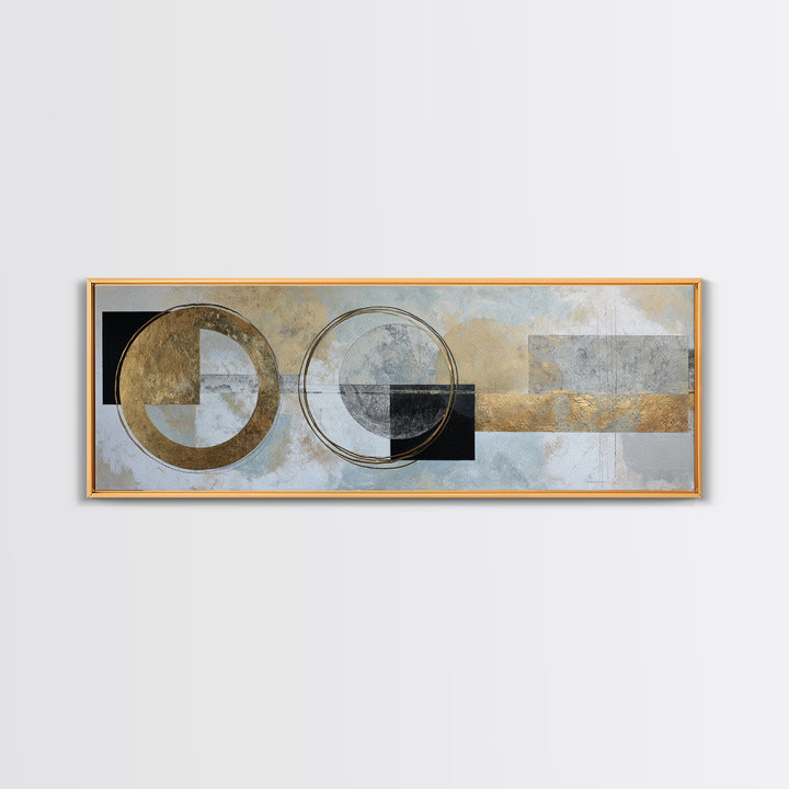 Gold Circle and Line Composition for Clarity Canvas Print, Office Art, Art Print, Office Decor, Abstract Art, Focus, Printable, OFF-3x1-48