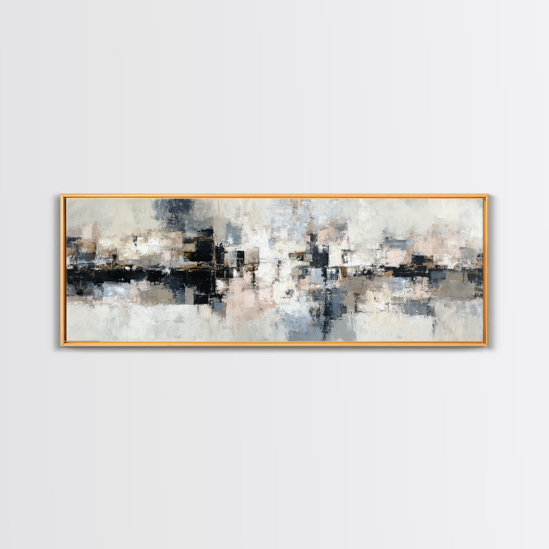 City Map Abstract Framed Canvas Print, Office Art, Boho Decor, Office Decor, Fine Art, Focus, Digital Art, Pet Portrait, OFF-3x1-60