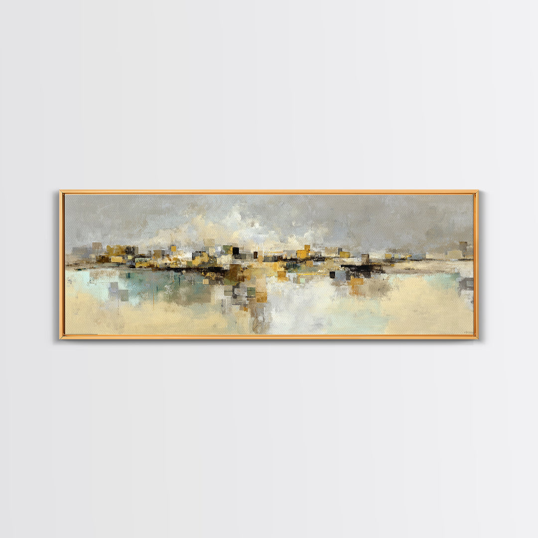 Dignified Neutral Landscape Canvas Print, Office Art, Printables, Office Decor, Oil Painting, Focus, Living Room Decor, OFF-3x1-71