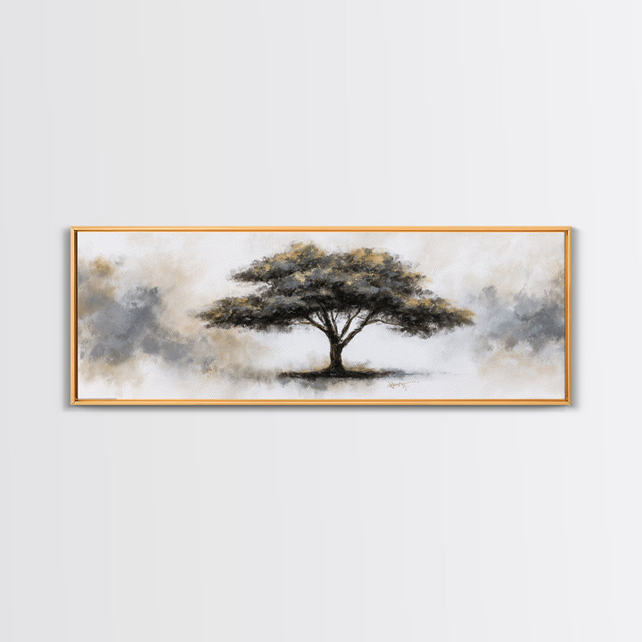 Ink Wash Tree Symbolizing Stability Canvas Print, Office Art, Poster, Office Decor, Fine Art, Focus, Canvas Wall Art, OFF-3x1-78