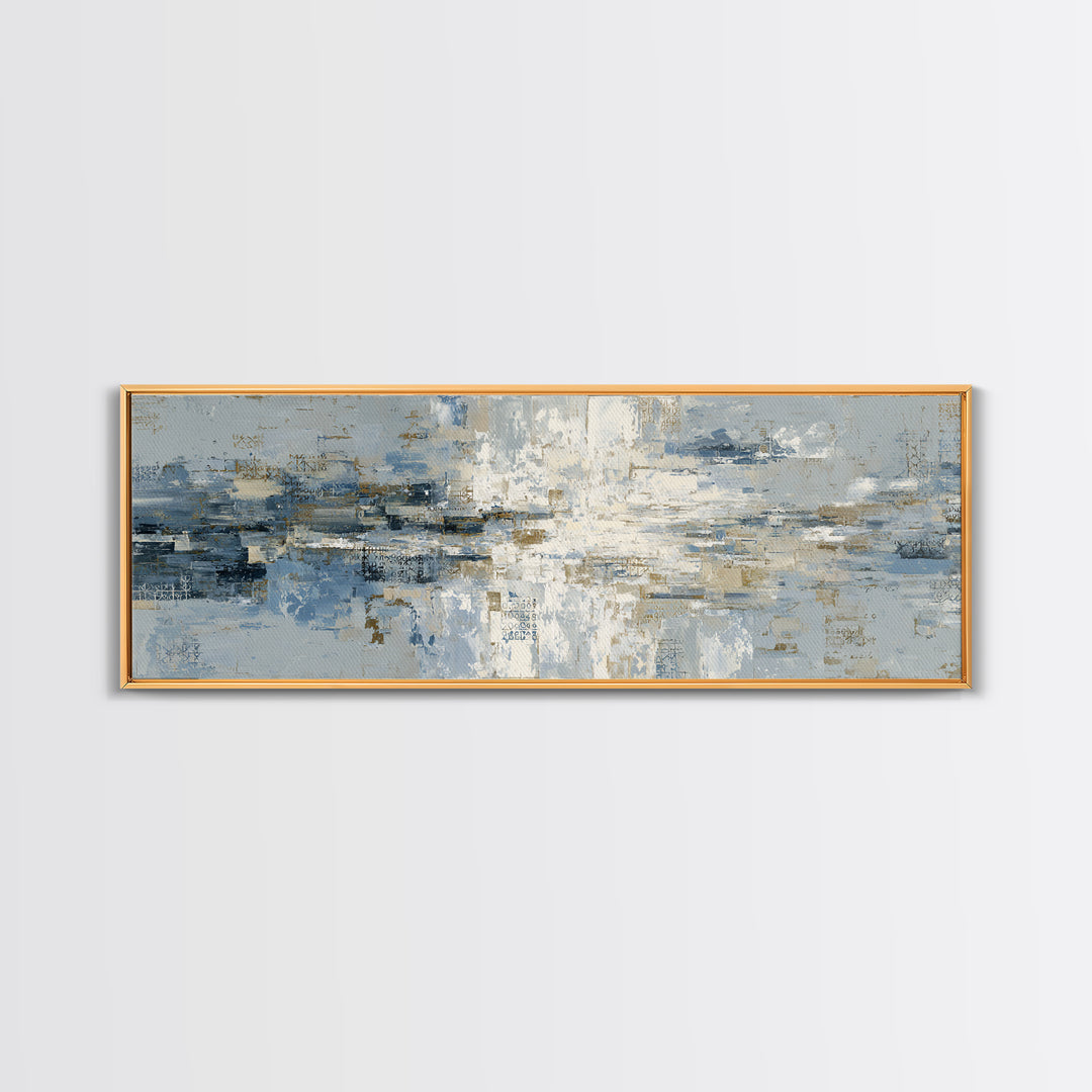 Blue Abstract Wave Pattern for Focus Framed Canvas Print, Office Art, Office Decor, Fine Art, Focus, Abstract Wall Art, OFF-3x1-9