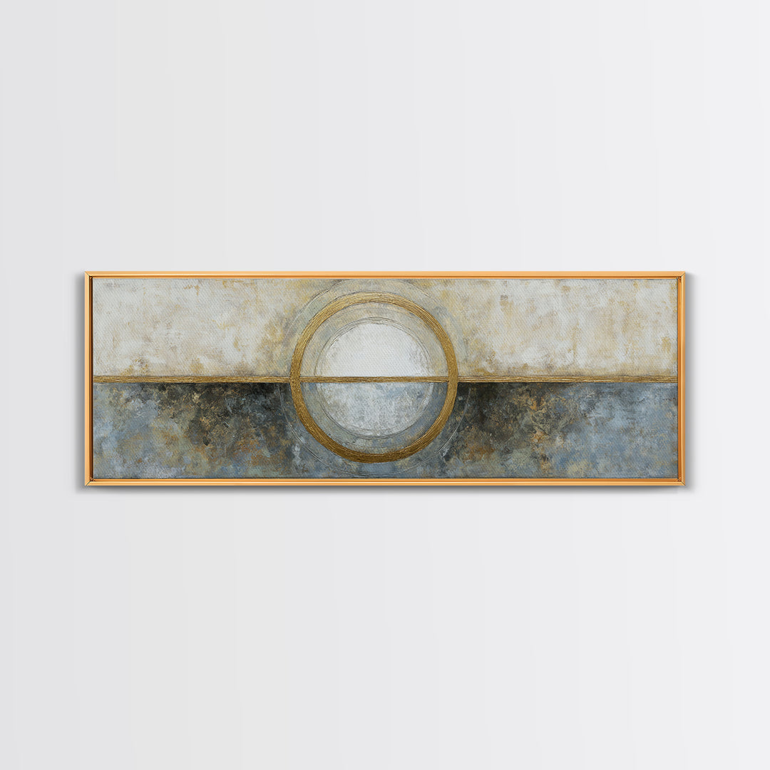 Gold Circle and Line Composition for Clarity Canvas Print, Office Art, Neutral Decor, Office Decor, Abstract Art, Focus, OFF-3x1-96