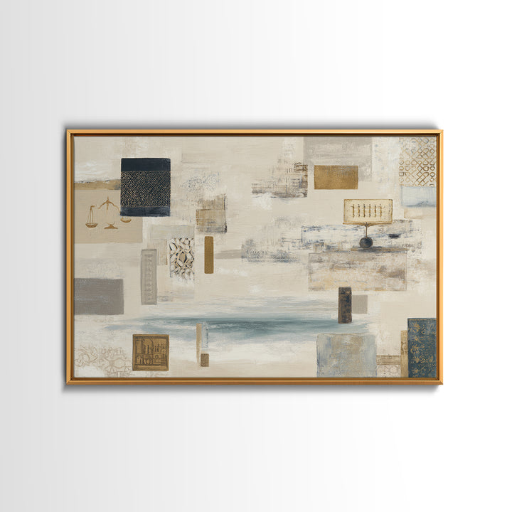 Calm Ocean Horizon for Stress Relief Framed Canvas Print, Office Art, Printables, Office Decor, Focus, Living Room Decor, OFF-3x2-15