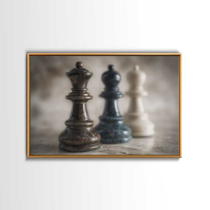Minimal Chess Piece Still Life Canvas Print, Office Art, Wall Prints, Office Decor, Focus, Cubicle Decor, Trendy Wall Art, OFF-3x2-17