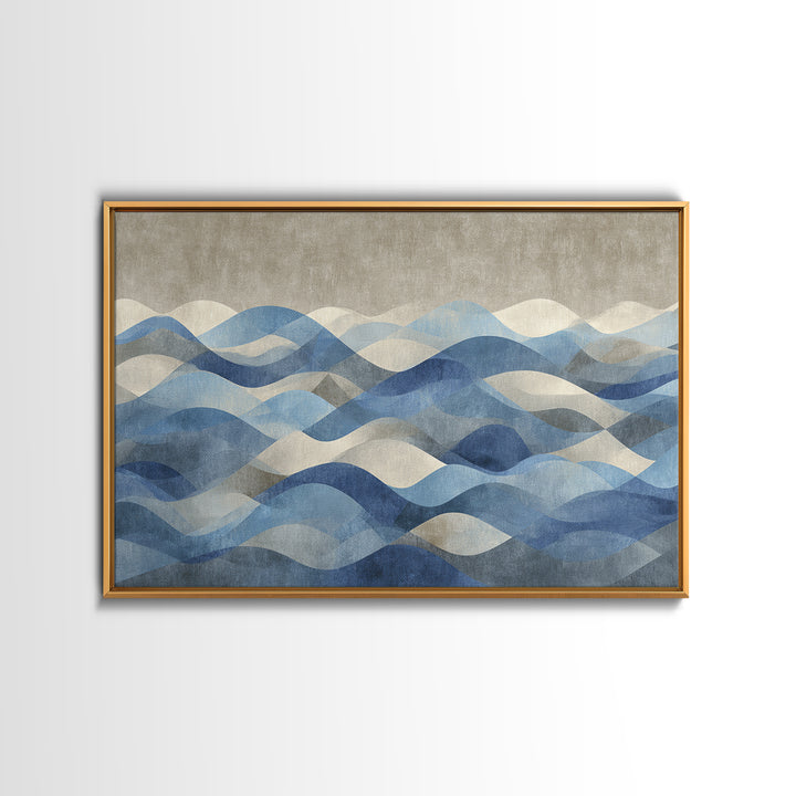 Blue Abstract Wave Pattern for Focus Canvas Print, Office Art, Ai Art, Office Decor, Abstract Art, Focus, Trendy Wall Art, OFF-3x2-21