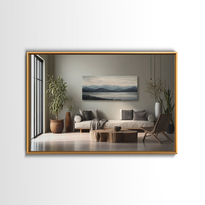 Minimal Mountain Sunrise for Focus Canvas Print, Office Art, Wall Prints, Office Decor, Oil Painting, Focus, Cubicle Decor, OFF-3x2-30