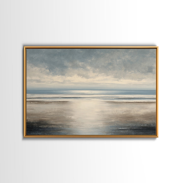 Calm Ocean Horizon for Stress Relief Framed Canvas Print, Office Art, Neutral Decor, Office Decor, Fine Art, Focus, Wall Art, OFF-3x2-39