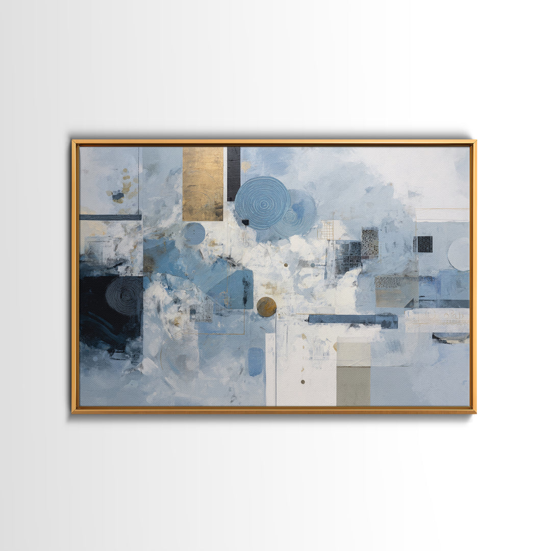 Blue Abstract Wave Pattern for Focus Framed Canvas Print, Office Art, Dopamine Decor, Office Decor, Fine Art, Focus, Boho Decor, OFF-3x2-45