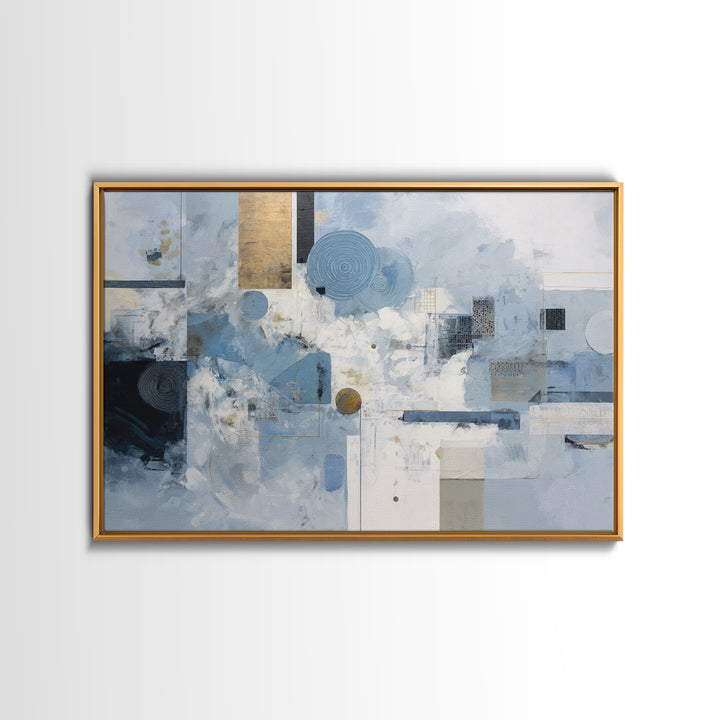 Blue Abstract Wave Pattern for Focus Framed Canvas Print, Office Art, Dopamine Decor, Office Decor, Fine Art, Focus, Boho Decor, OFF-3x2-45