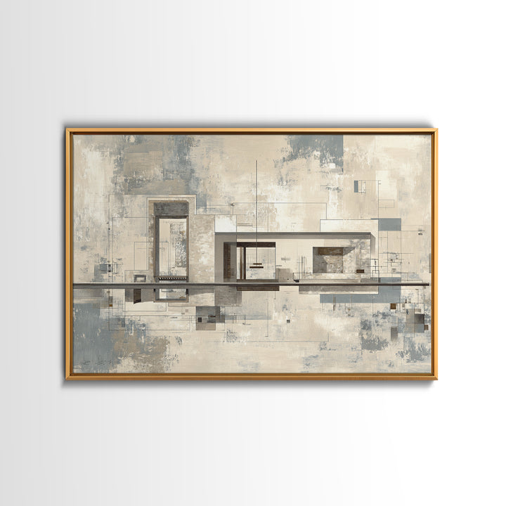 Architectural Line Drawing Framed Canvas Print, Office Art, Wall Decor, Office Decor, Abstract Art, Focus, Wall Prints, OFF-3x2-55