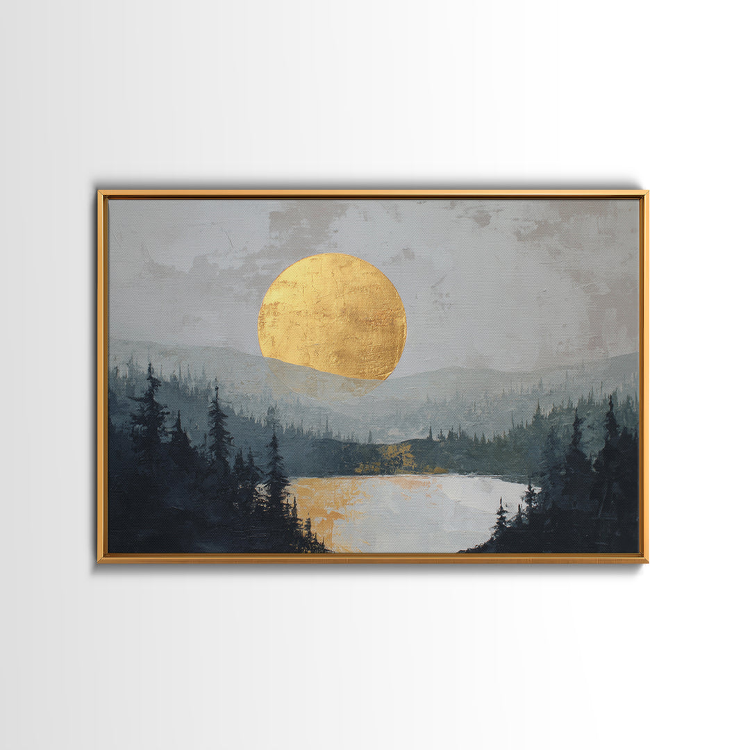 Gold Circle and Line Composition for Clarity Framed Canvas Print, Office Art, Trendy Wall Art, Office Decor, Abstract Art, OFF-3x2-60