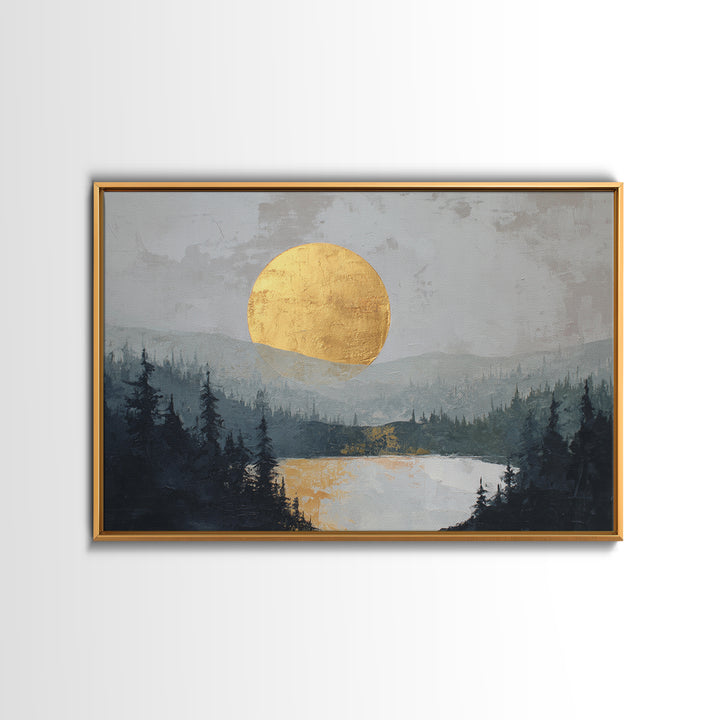 Gold Circle and Line Composition for Clarity Framed Canvas Print, Office Art, Trendy Wall Art, Office Decor, Abstract Art, OFF-3x2-60