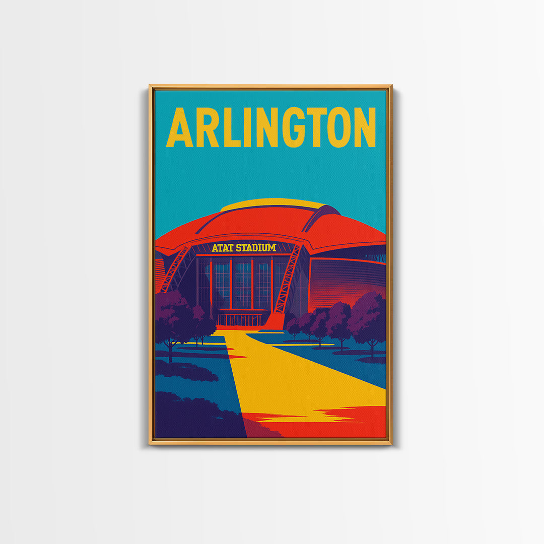 Arlington Texas Travel Poster, Canvas Print, Colorful Graphic Wall Art, Arlington Travel Art, Retro Travel Print, Travel Poster Art