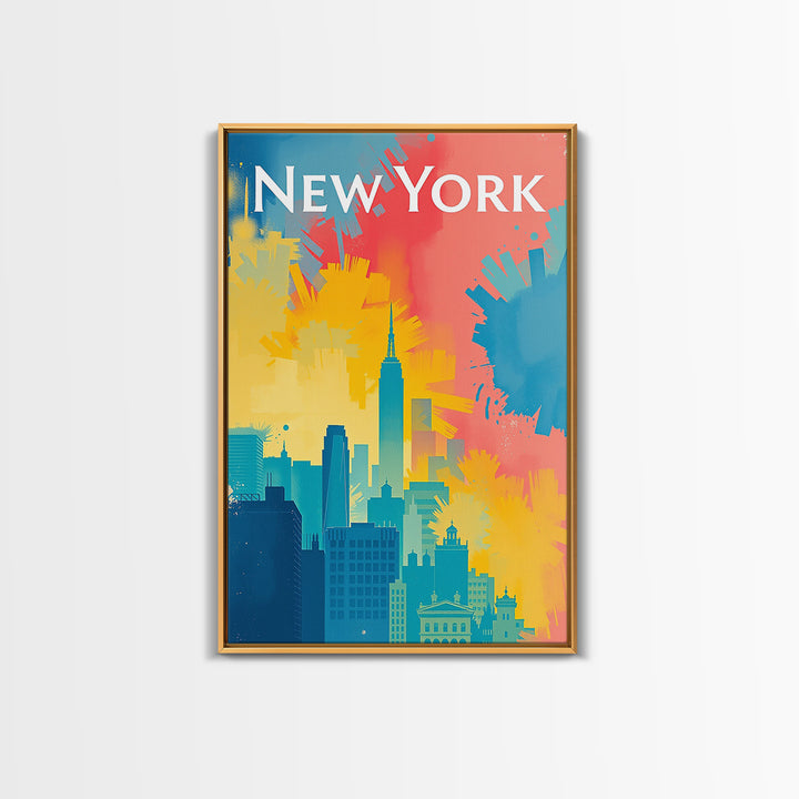 New York Travel Poster, Framed Canvas Print, High Contrast City Poster, New York Art Print, Fine Art Print, Living Room Wall Art