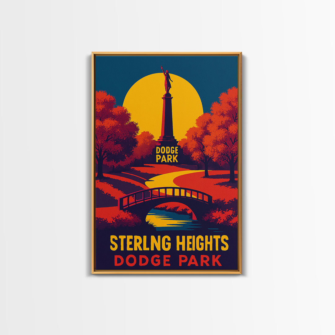 Sterling Heights Travel Poster, Canvas Print, Vibrant Retro Travel Art, Sterling Heights Art Print, Modern Wall Decor, Travel Wall Art