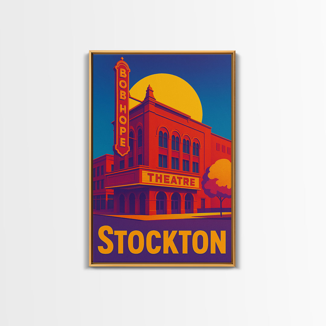 Stockton California Travel Poster, Canvas Print, Colorful Graphic Wall Art, Stockton Poster Print, City Art Print, Living Room Wall Art