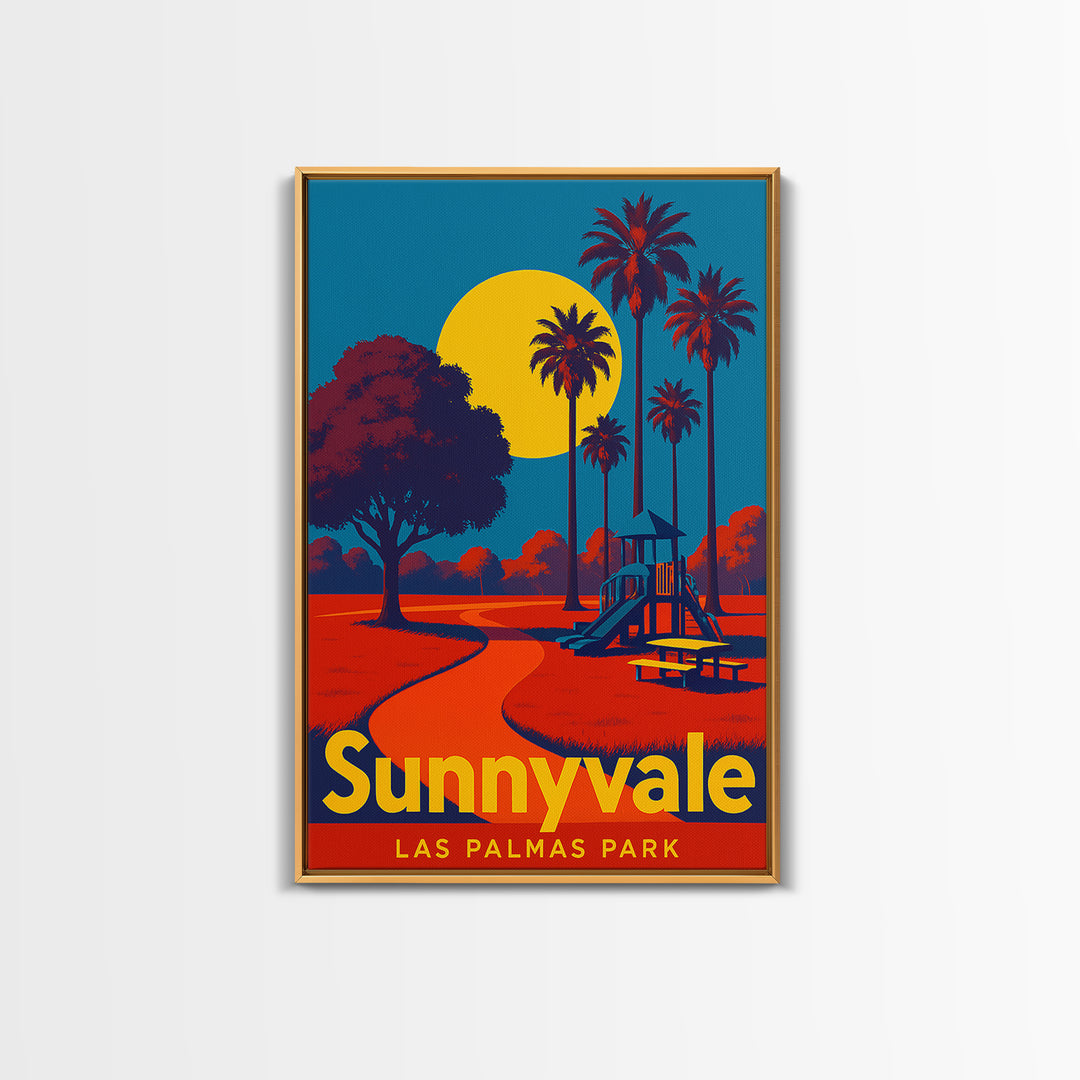 Sunnyvale California Travel Poster, Framed Canvas Print, Bold Pop Art Poster, Sunnyvale Travel Art, Vintage City Poster, Travel Poster Art