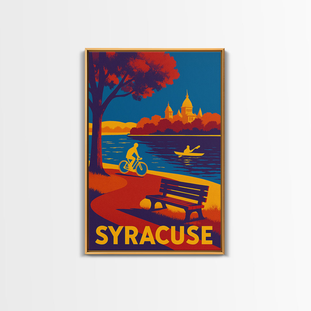 Syracuse Travel Poster, Canvas Print, Vibrant Retro Travel Art, Syracuse Wall Art, Vintage City Poster, Travel Poster Art, Art Print