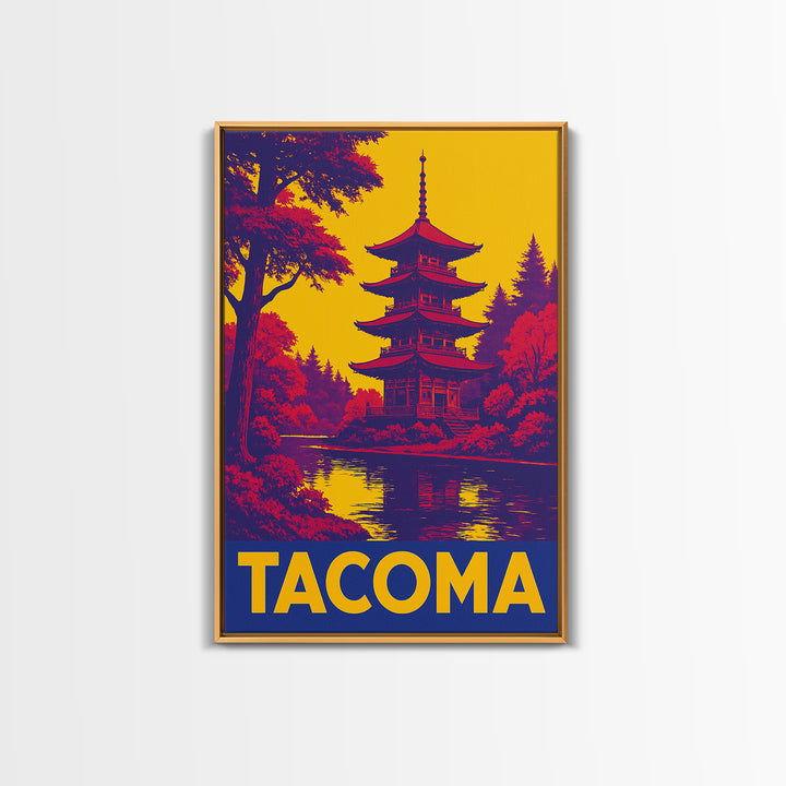 Tacoma Travel Poster, Framed Canvas Print, High Contrast City Poster, Tacoma Poster Print, Vintage City Poster, City Illustration