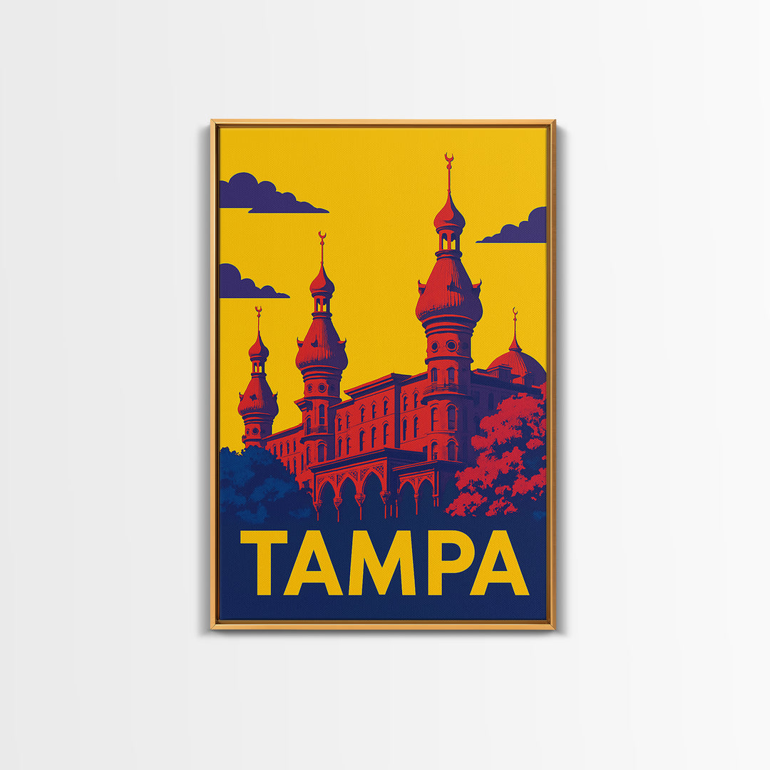 Tampa Travel Poster, Canvas Print, Colorful Graphic Wall Art, Tampa Art Print, Wanderlust Decor, City Travel Prints, Living Room Wall Art
