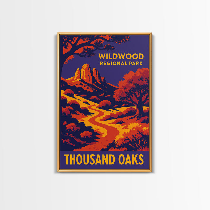 Thousand Oaks California Travel Poster, Canvas Print, Vibrant Retro Travel Art, Thousand Oaks Art Print, Travel Poster Set, Wall Art