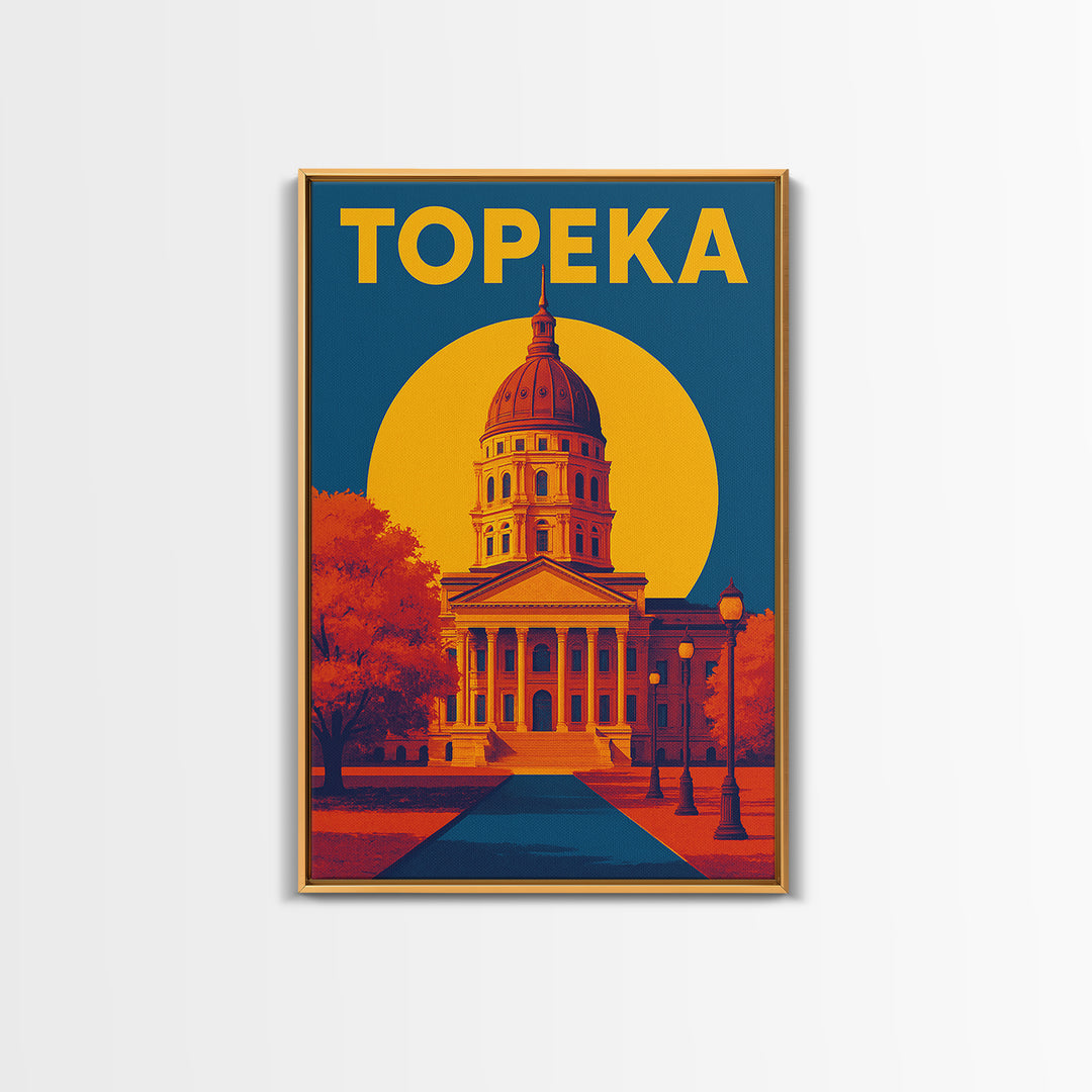 Topeka Kansas Travel Poster, Canvas Print, Colorful Graphic Wall Art, Topeka Wall Art, Home Office Decor, Travel Poster Set, Travel Gift