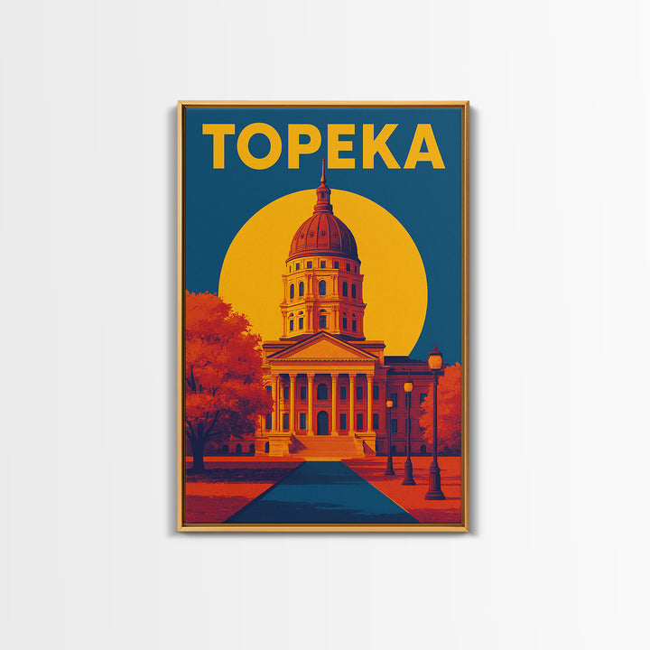 Topeka Kansas Travel Poster, Canvas Print, Colorful Graphic Wall Art, Topeka Wall Art, Home Office Decor, Travel Poster Set, Travel Gift