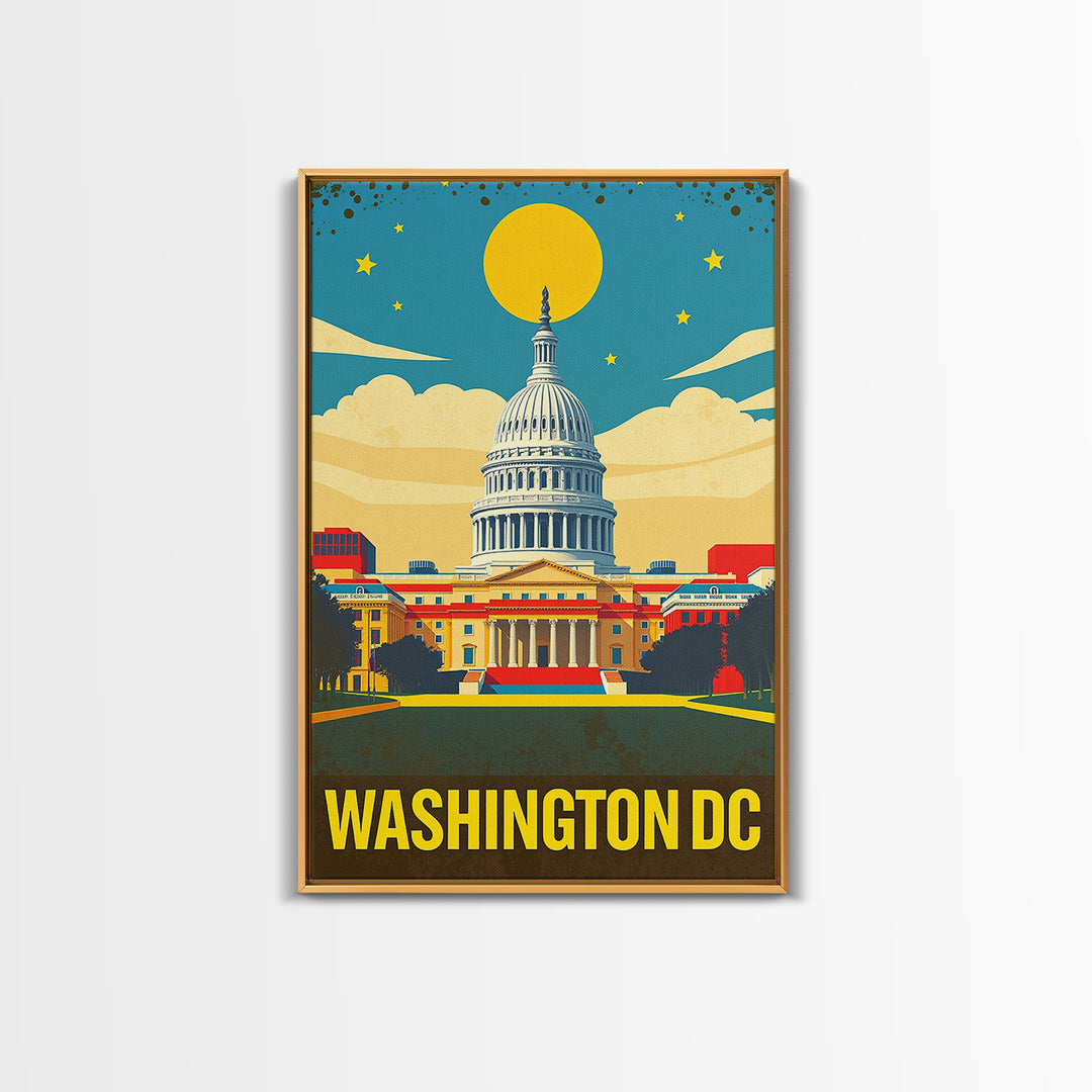 Washignton Travel Poster, Framed Canvas Print, Colorful Graphic Wall Art, Washignton Wall Art, Travel Wall Decor, City Travel Prints