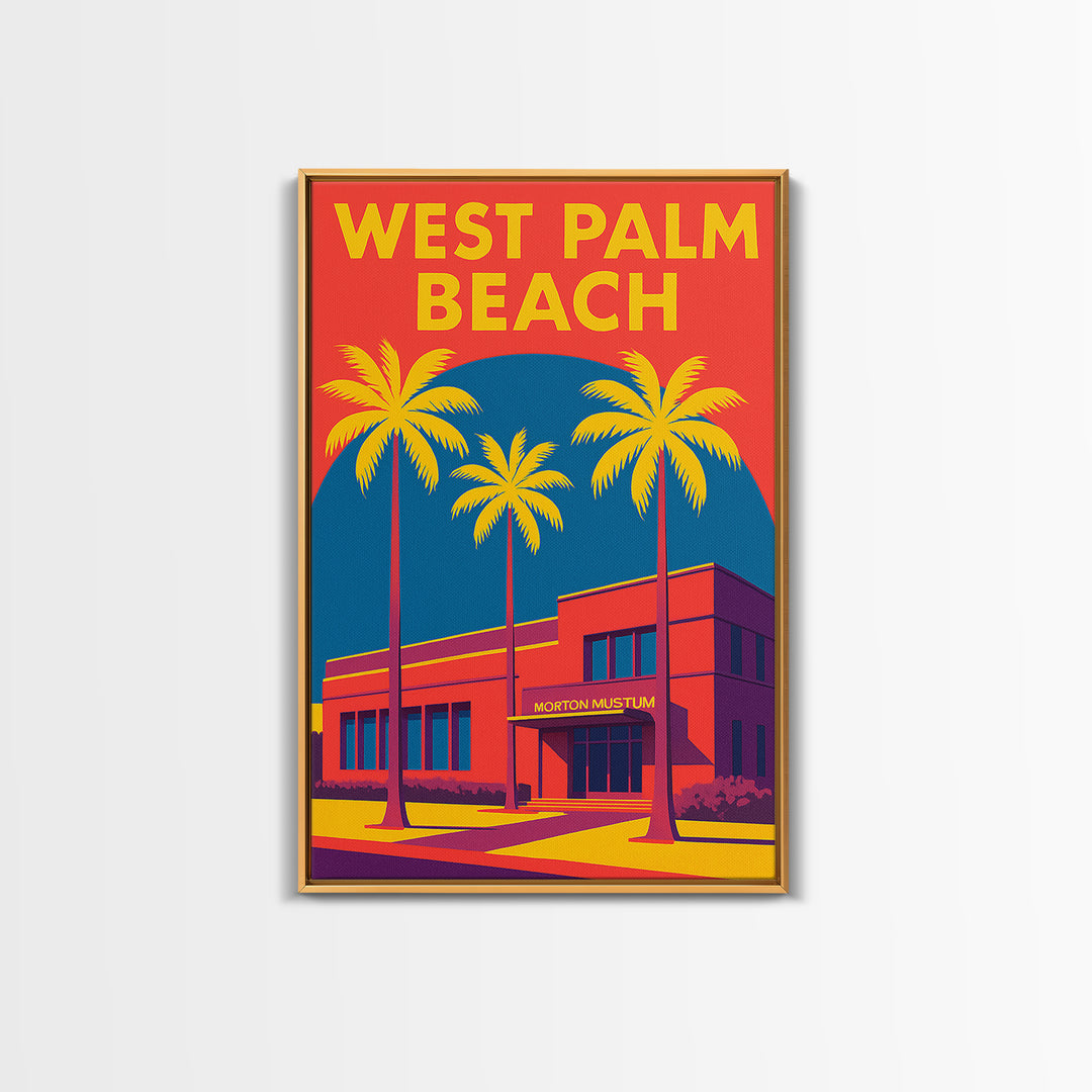 West Palm Beach Florida Travel Poster, Canvas Print, Vibrant Retro Travel Art, West Palm Beach Travel Art, Vintage City Art