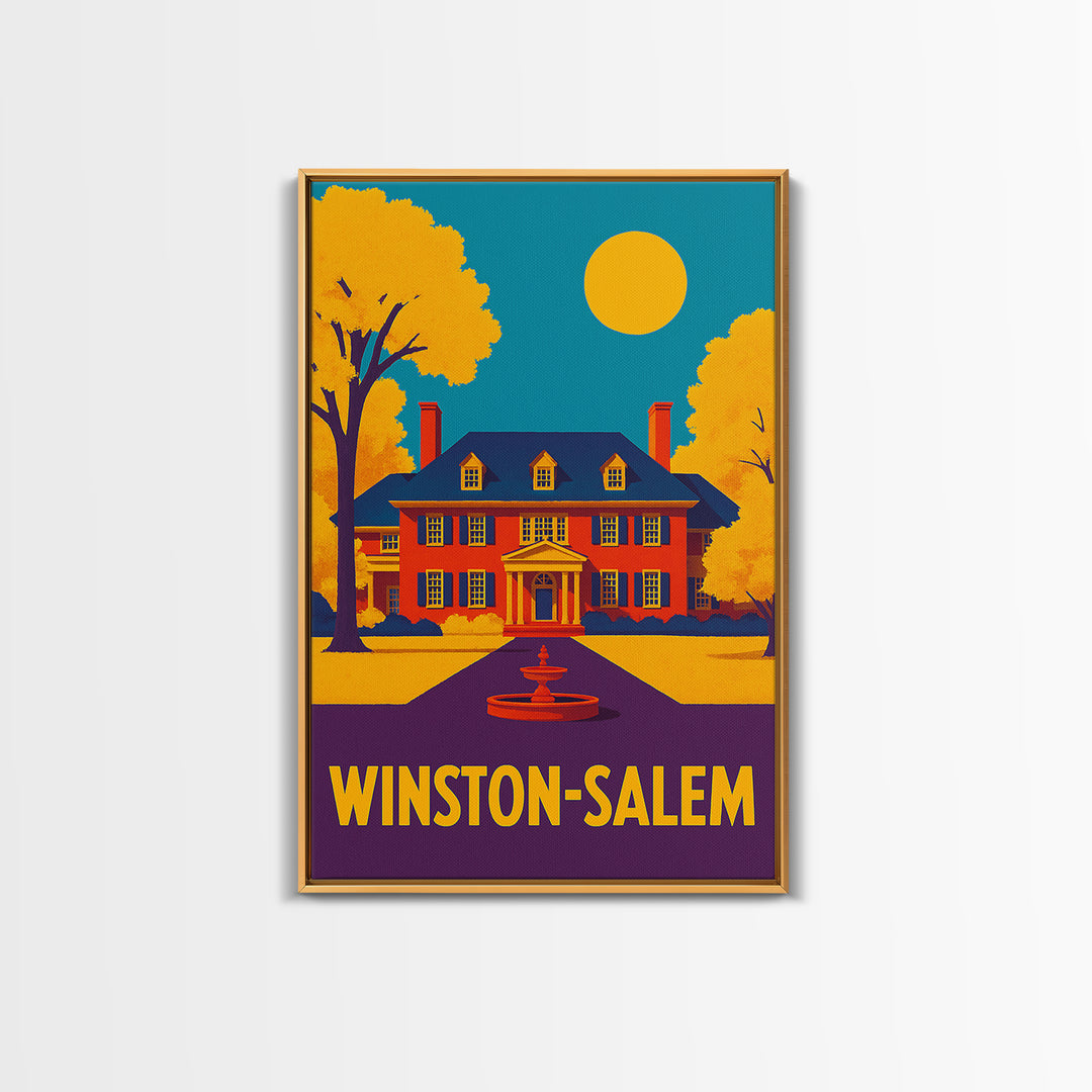 Winston Salem Travel Poster, Canvas Print, Colorful Graphic Wall Art, Winston Salem Travel Art, Travel Poster Set, Modern Wall Decor