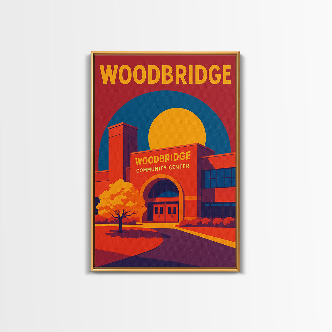 Woodbridge Virginia Travel Poster, Canvas Print, High Contrast City Poster, Woodbridge Art Print, City Illustration, Mid Century Wall Art