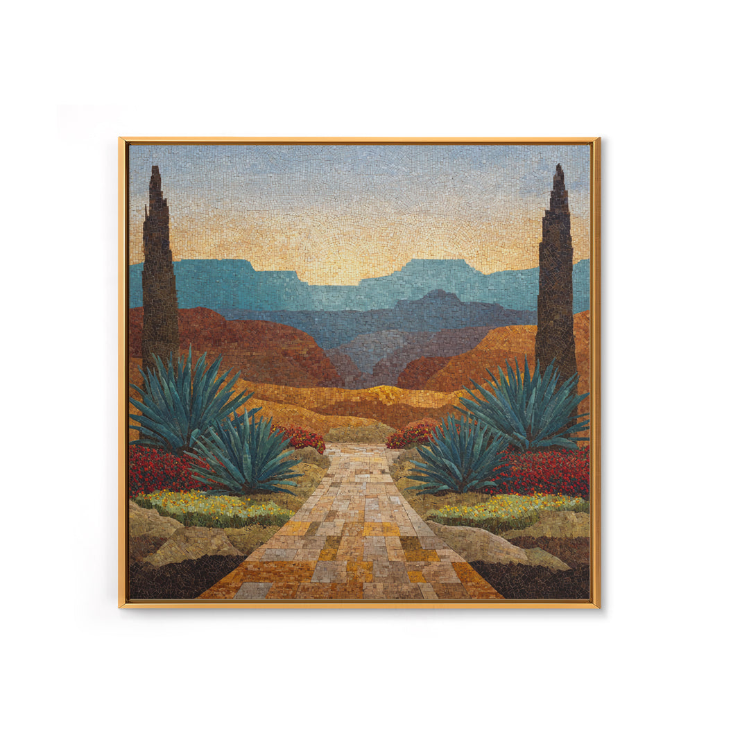 Desert Patio Agave and Bougainvillea Canvas Print, Patio Art, Yard Decor, Patio Decor, Fine Art, Outdoor, Luxury Decor, PAT-1x1-17